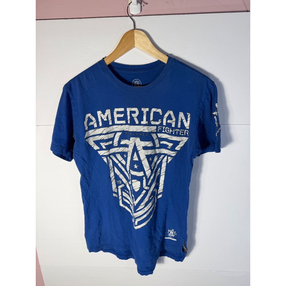American Fighter Mens Blue Graphic T-Shirt Short Sleeve MMA Size Small